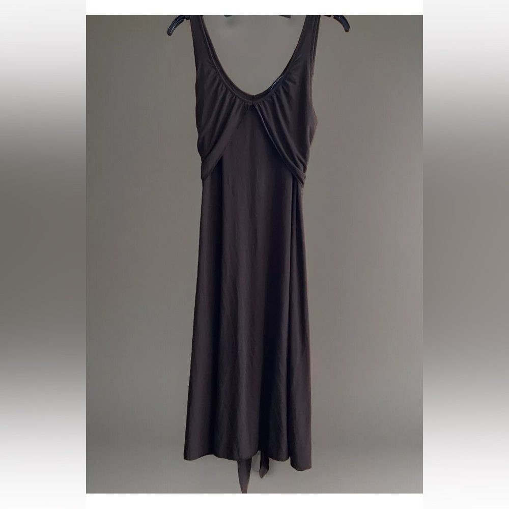 Banana Republic Factory  SPLIT Front SHEATH MIDI DRESS Dark Brown Stretch NWOT